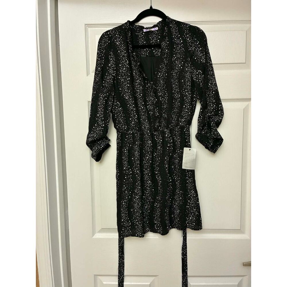 DR2 Nordstrom Sβ Black Celestial Star Wrap Dress Belted NWT